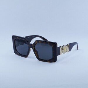 Versace VE4478U 108/87 Sunglasses Havana Square Frame, Dark Grey Lenses